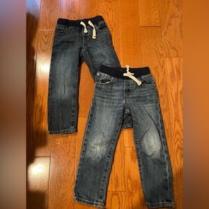 GAP Kids Blue Denim Jeans with White Drawstring bundle of 2 4T Slim